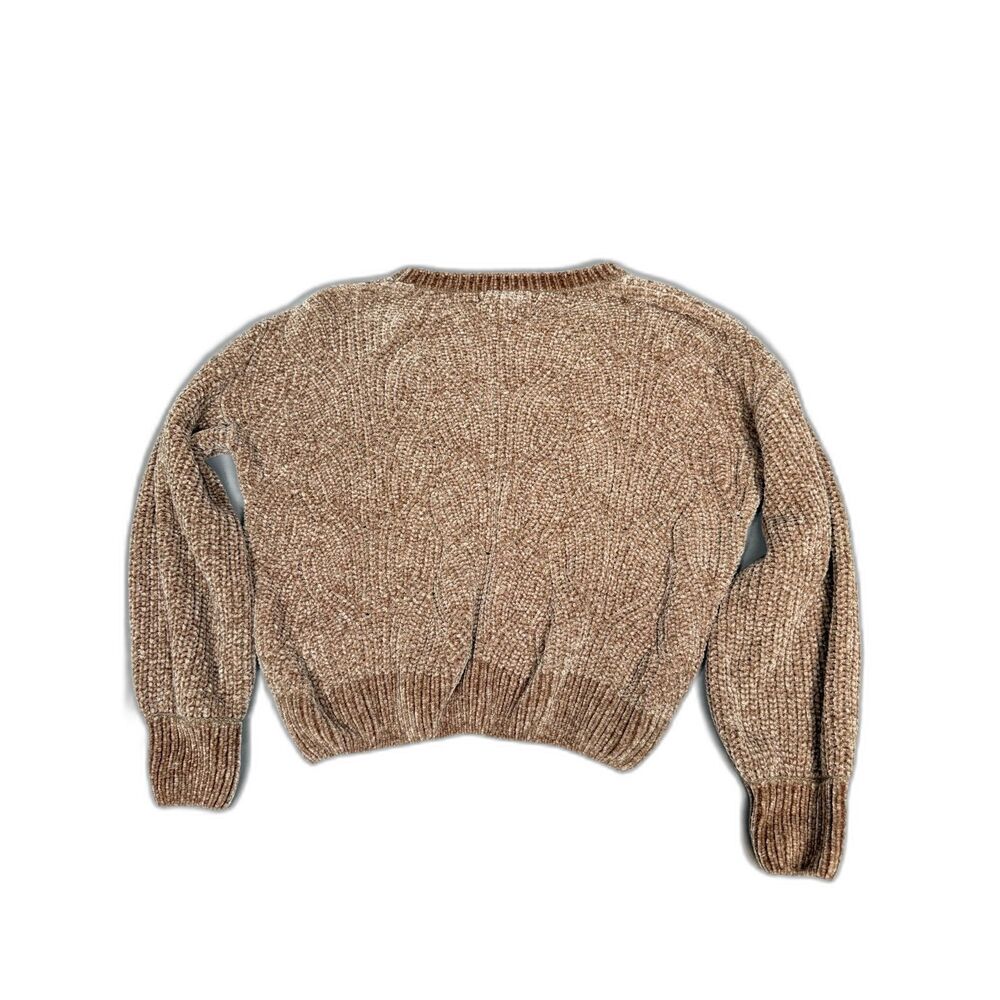 Pink Rose Chenille Sweater Womens Small Tan Beige Diamond Knit Balloon Sleeve S - Picture 2 of 6